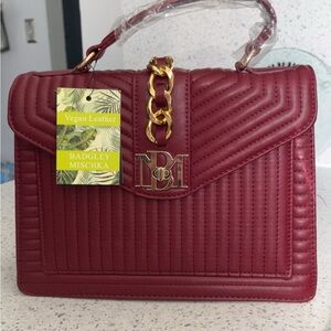 Badgley Mischka Maroon Vegan Leather Handbag